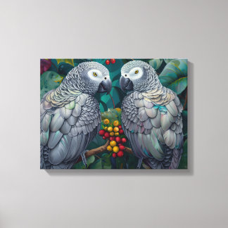 Lienzo African Grey Parrots Persimmon-Berry Duet 