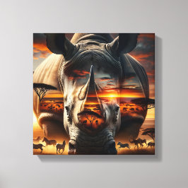 Lienzo African Rhino Bushveld Sunset canvas