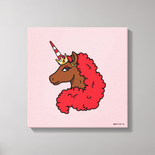 Lienzo Afro rojo unicornio