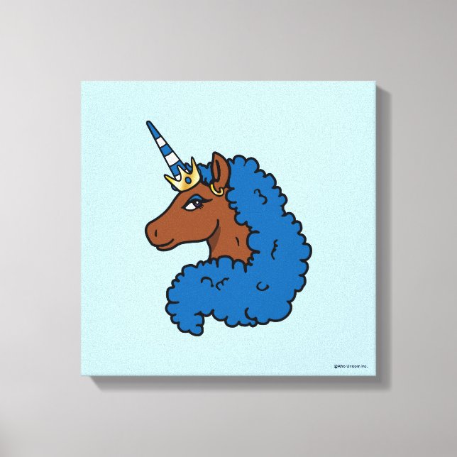 Lienzo Afro unicornio azul (Anverso)