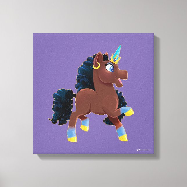 Lienzo Afro Unicornio | Prancing mágico (Anverso)
