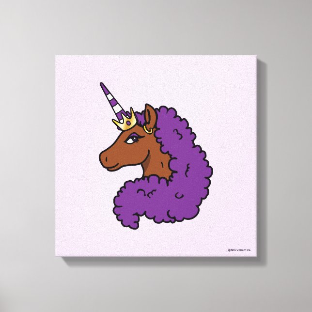 Lienzo Afro Unicornio púrpura (Anverso)