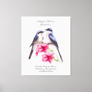 Lienzo Agosto Mes de Nacimiento Flor Gladiolus con Pájaro