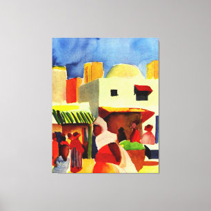 Lienzo Agosto Obra artística de Macke, mercado en Argel
