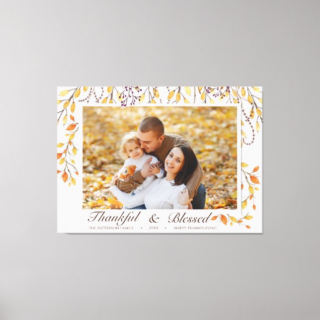 Lienzo Agradecido y Bendecido Feliz Día de Acción de Grac (Anverso)