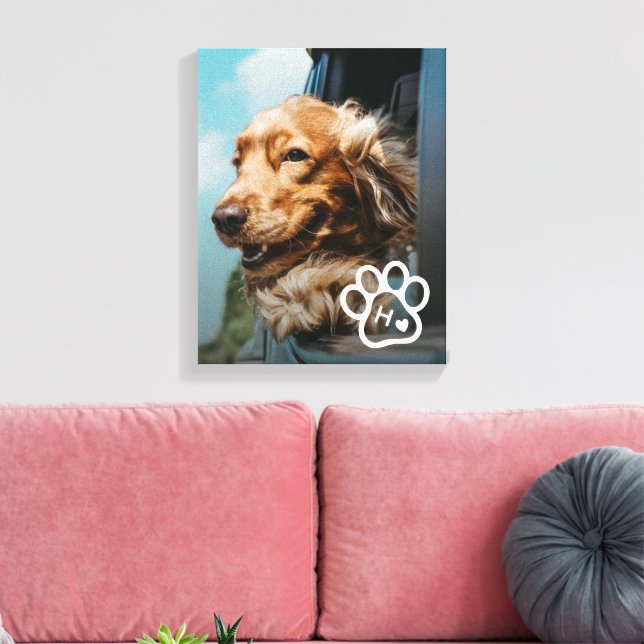 Lienzo Agrega tu propia foto de mascotas de perro con mon (Insitu (Sala de estar))