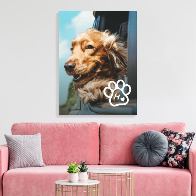 Lienzo Agrega tu propia foto de mascotas de perro con mon (Insitu (Sala de estar))