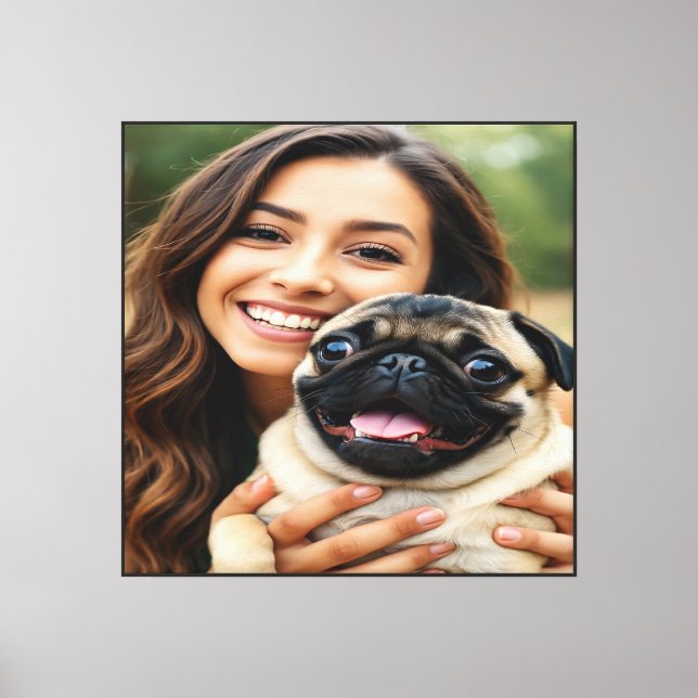 Lienzo Agregar foto de pug personalizar (Anverso)