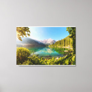 Lienzo Agua   Alpes Julianos Lago di Fusine Monte Gangart