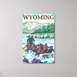 Lienzo Agua blanca que transporta en balsa - Wyoming