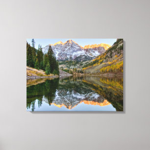 Lienzo Agua   Maroon Bells Lake Aspen Trees