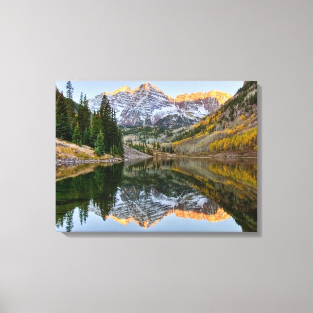 Lienzo Agua | Maroon Bells Lake Aspen Trees (Anverso)