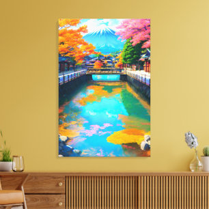 Lienzo Aguas Tranquilas: Reflejo del Mt. Fuji