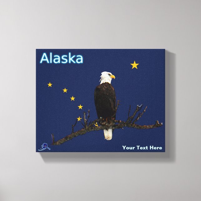 Lienzo Águila Alaska Y Bandera (Anverso)