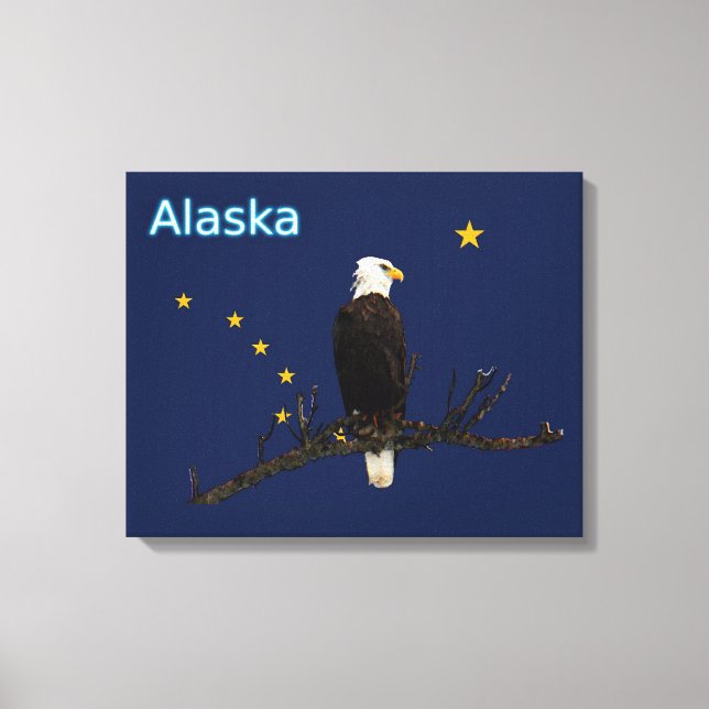 Lienzo Águila Alaska Y Bandera (Anverso)