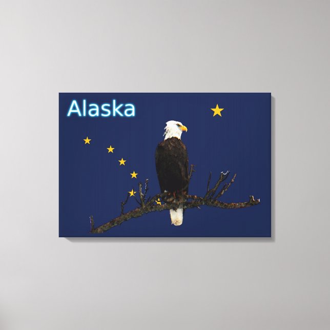 Lienzo Águila Alaska Y Bandera (Anverso)