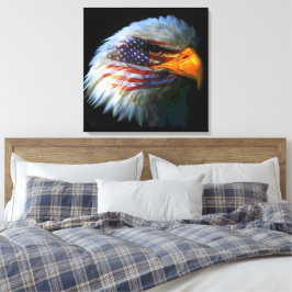 Lienzo Águila americana y bandera americana