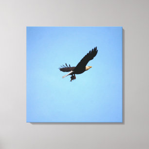 Lienzo Águila calva con lanzadera de pescado