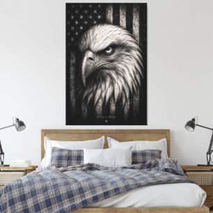 Lienzo Águila calva patriótica de 1776 Bandera Americana
