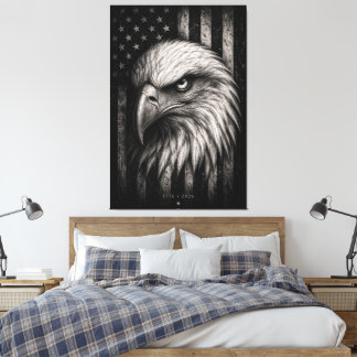 Lienzo Águila calva patriótica de 1776 Bandera Americana