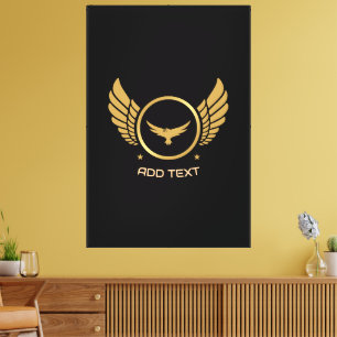 Lienzo Águila Dorada con Logotipo de Pluma Agregar Texto