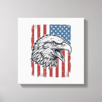 Águila Patriótica Bandera Americana Grabado Vintag