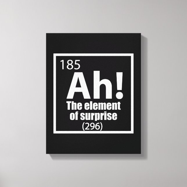Lienzo ¡Ah! El elemento del Chiste de la química sorpresi (Anverso)