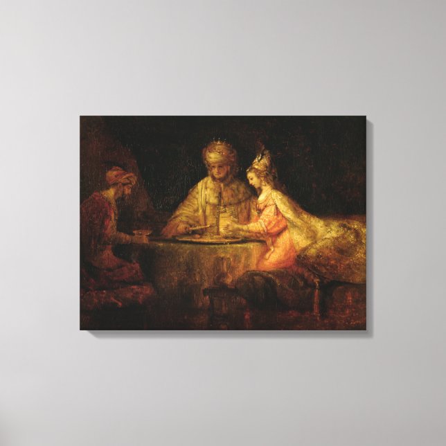 Lienzo Ahasuerus , Haman y Esther, c.1660 (Anverso)