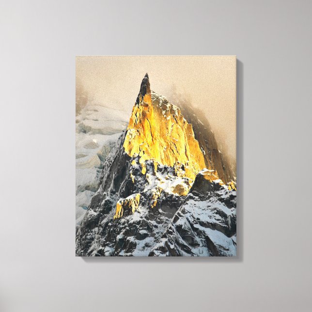 Lienzo Aiguille des Deux Aigles amanecer, Chamonix (Anverso)