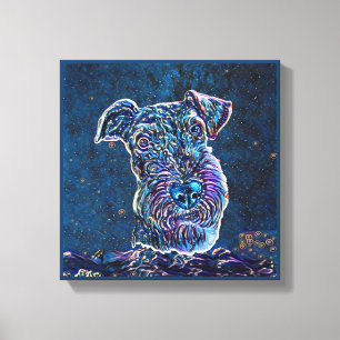 Lienzo Airedale terrier Blue Starry Night Painting Style