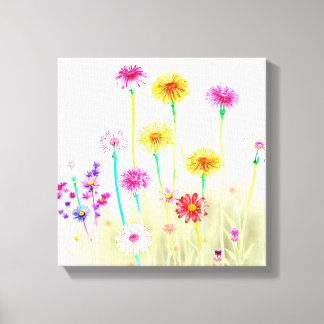 Lienzo Airy Bright Neon Dandelions&Daisies Minimalist art