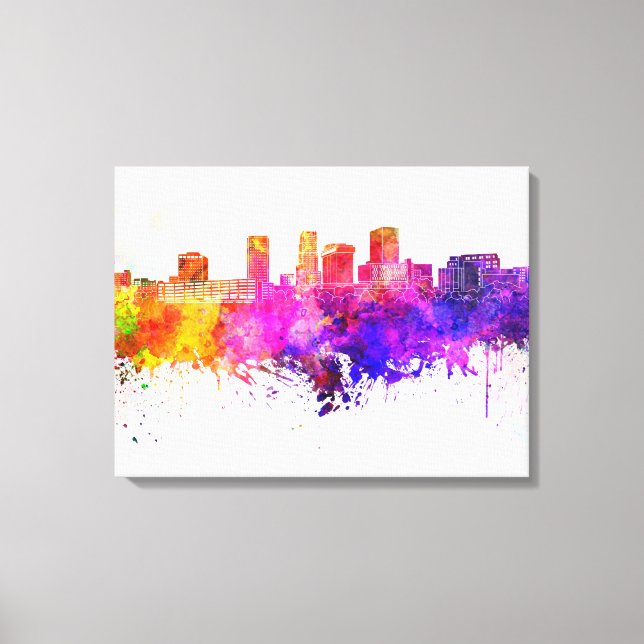 Lienzo Akron skyline in watercolor background (Anverso)
