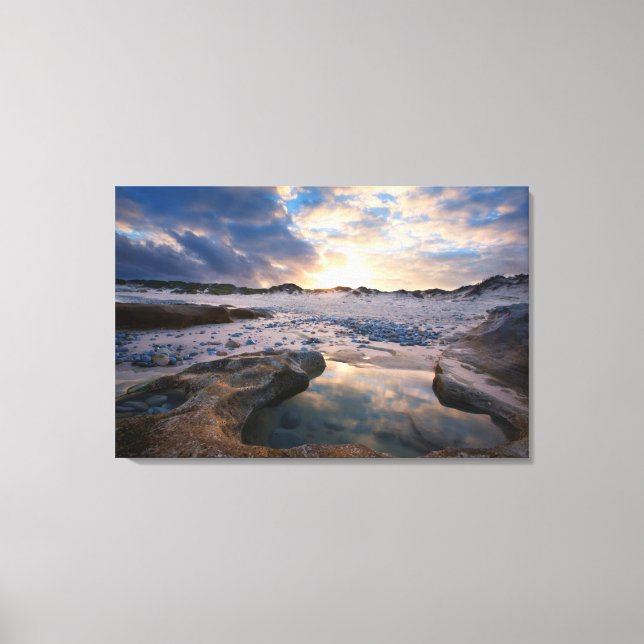 Lienzo Al Atardecer En Un Puddle (Anverso)