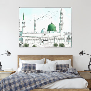 Lienzo Al-Masjid An-Nabawi Mezquita del Profeta Acuarela