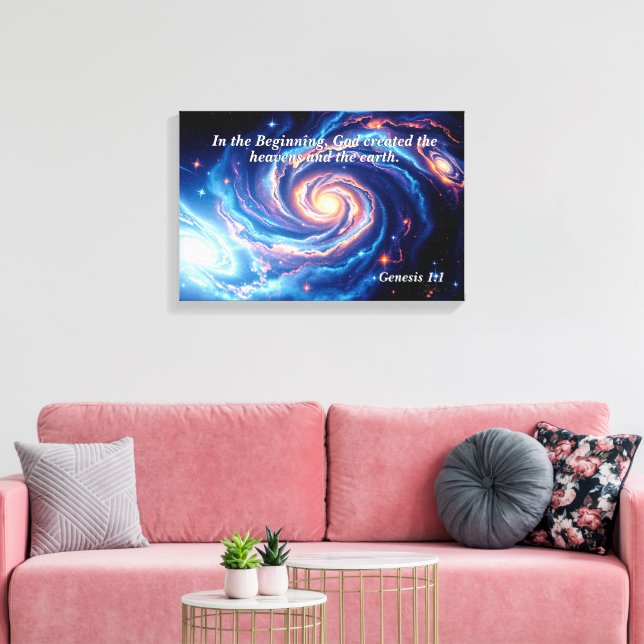 Lienzo Al principio, Dios y el Verso de la Creación (Insitu (Sala de estar))