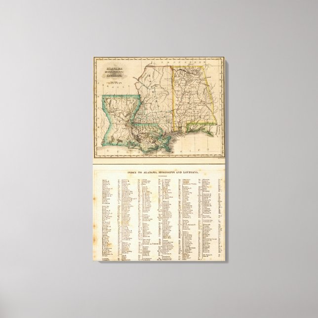 Lienzo Alabama, Misisipi, Luisiana (Anverso)