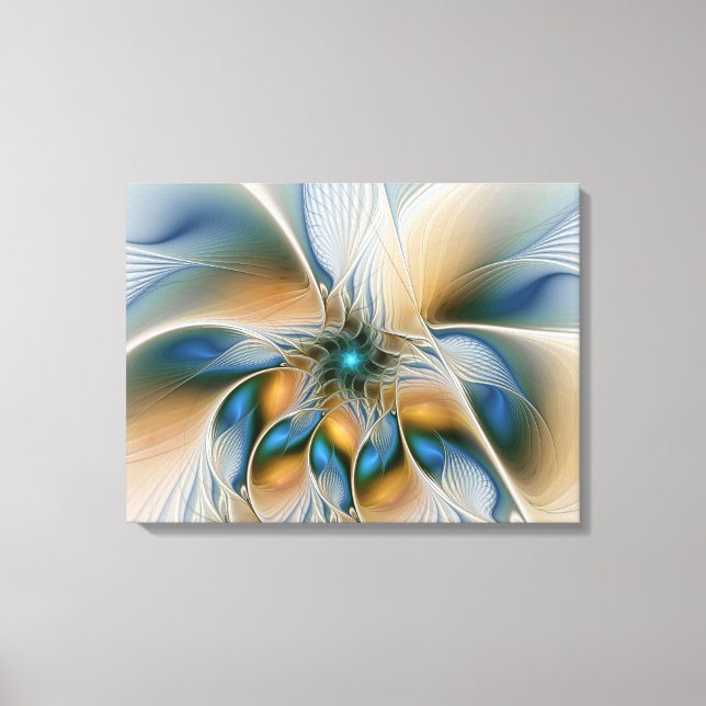 Lienzo Alarmante, Abstracta Fantasía Fractal Art Con Azul (Anverso)