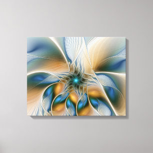 Lienzo Alarmante, Abstracta Fantasía Fractal Art Con Azul