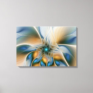 Lienzo Alarmante, Abstracta Fantasía Fractal Art Con Azul