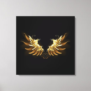 Lienzo Alas del Ángel de Oro sobre fondo negro