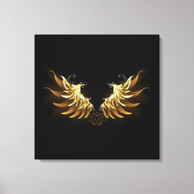 Lienzo Alas del Ángel de Oro sobre fondo negro (Anverso)