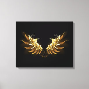 Lienzo Alas del Ángel de Oro sobre fondo negro
