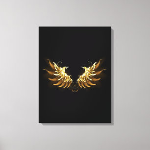 Lienzo Alas del Ángel de Oro sobre fondo negro