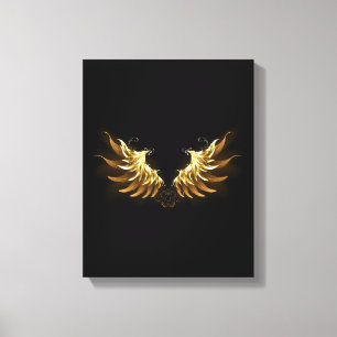Lienzo Alas del Ángel de Oro sobre fondo negro
