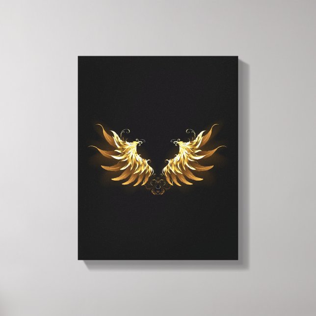 Lienzo Alas del Ángel de Oro sobre fondo negro (Anverso)