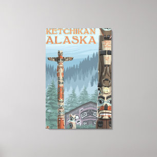 Lienzo Alaska Totem Poles - Ketchikan, Alaska