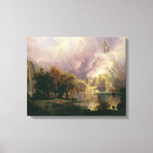 Lienzo Albert Bierstadt - Paisaje de las Montañas Rocosas