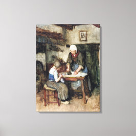 Lienzo Albert Neuhuys Interior con una mujer planchando y