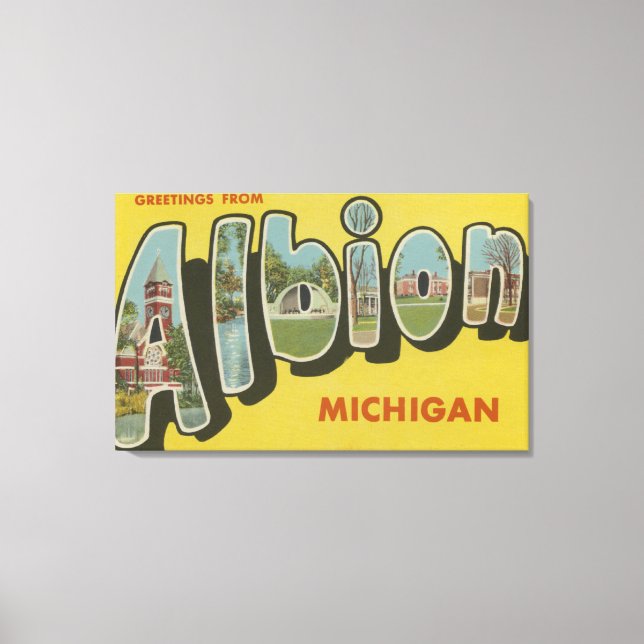 Lienzo Albion, Michigan - Escenas de letras grandes (Anverso)