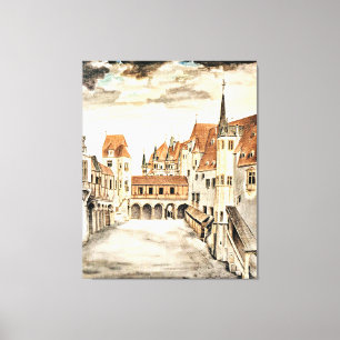 Lienzo Albrecht Durer, patio del antiguo castillo,